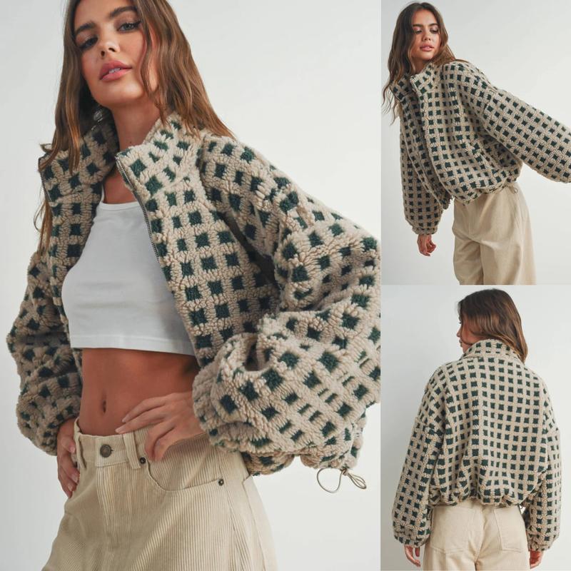 Cozy Plaid Sherpa Fleece Jacket