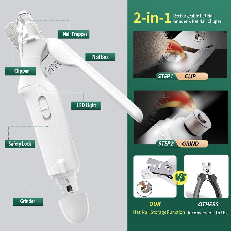 LED 2-in-1 Pet Nail Clipper & Grinder